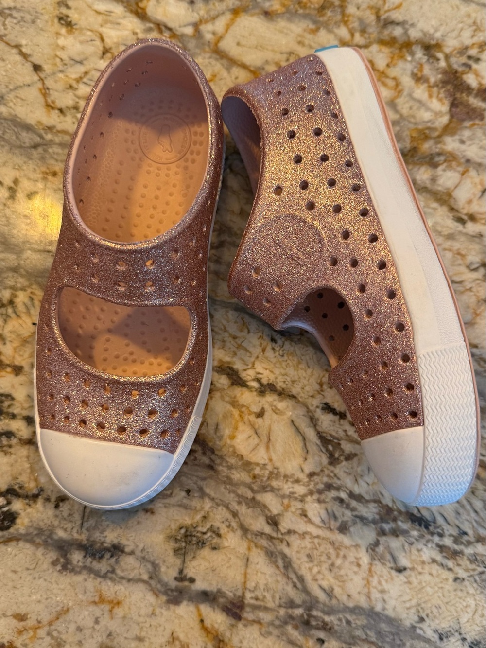 NATIVE brand new Glitter Mary Jane Slip-On Shoes - Rose Gold